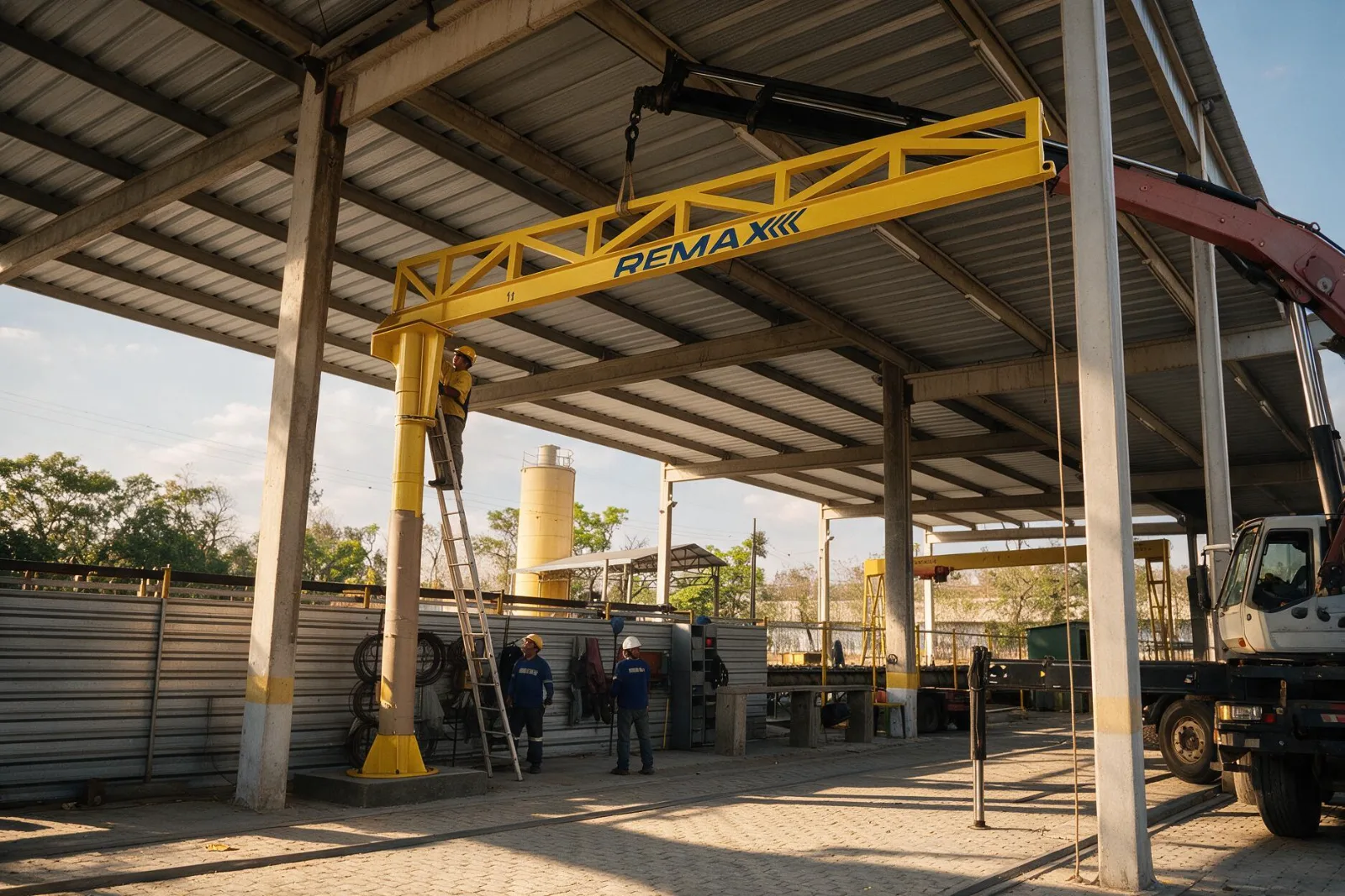 Instalação de viga 1 t em andamento na obra